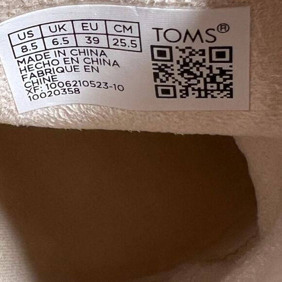 TOMS Marta Women's Size 8.5 Suede Beige Ivory Wedge Bootie Pull On Cut Out Side - Picture 14 of 15